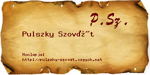 Pulszky Szovát névjegykártya